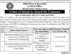 Letter of Intent to Award the Contract